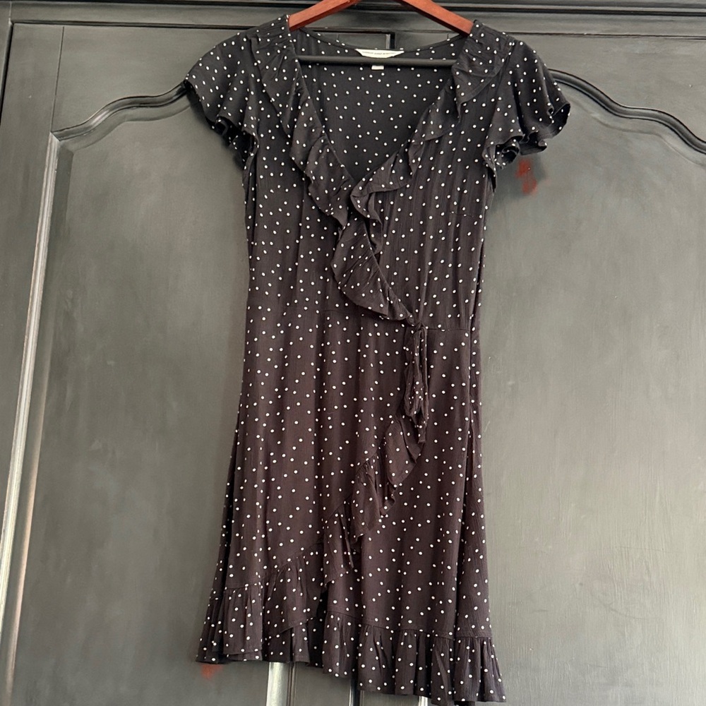 American Eagle Outfitters Black and White Ruffle Mini Dress